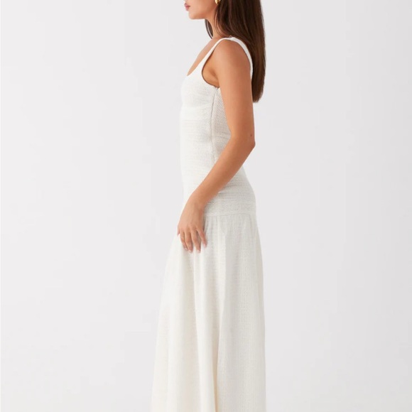 NWT Peppermayo White Sleeveless Knit Drop Waist Maxi Dress Scoop Back Size 4 - Picture 2 of 5
